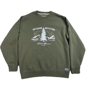 Eddie Bauer Men's M Olive Green Crewneck Sweatshirt Outdoor Outfitters Fleece